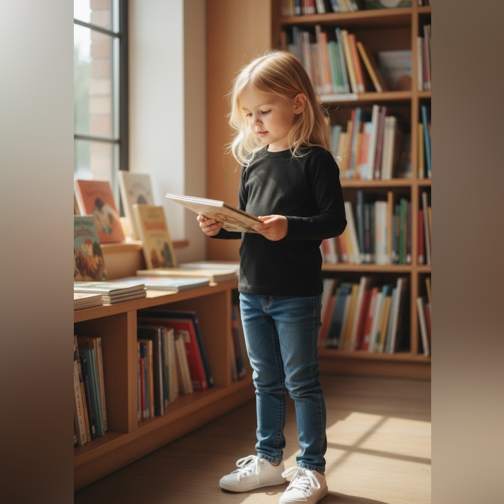 Classic Black Long Sleeve Kids Tee